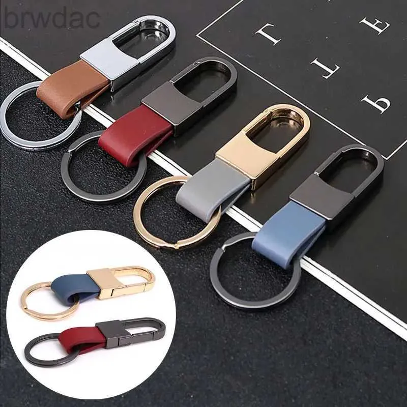 Schlüsselringe Feste Farbe Metallschnalle Key Ring Pedant Car Schlüsselkette Luxuslederschlüsselkette für Männer Frauen Zubehör Geschenktüte Schlüsselanhänger 240412