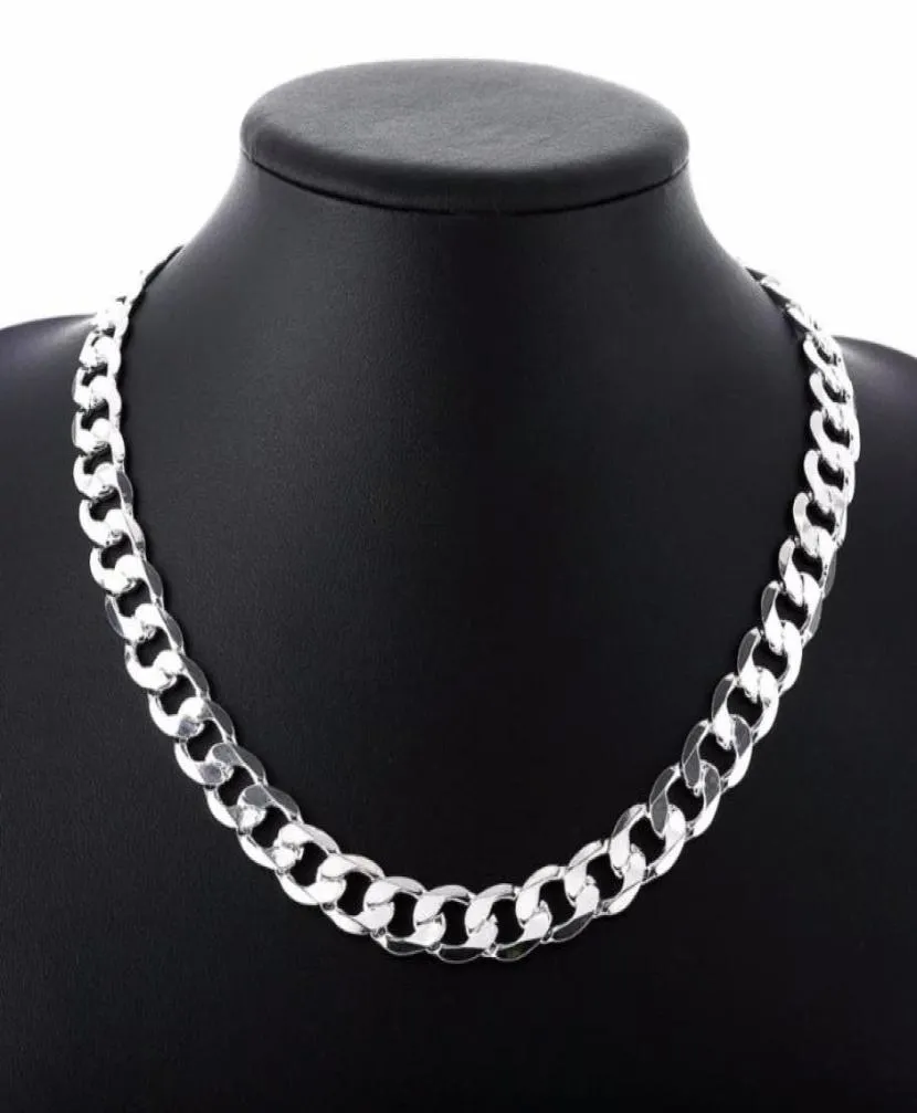 Chains 2022inch 12 Mm Curb Chain Necklace For Men Silver 925 Necklaces Choker Man Fashion Male Jewelry Wide Collar Torque Colar4325394