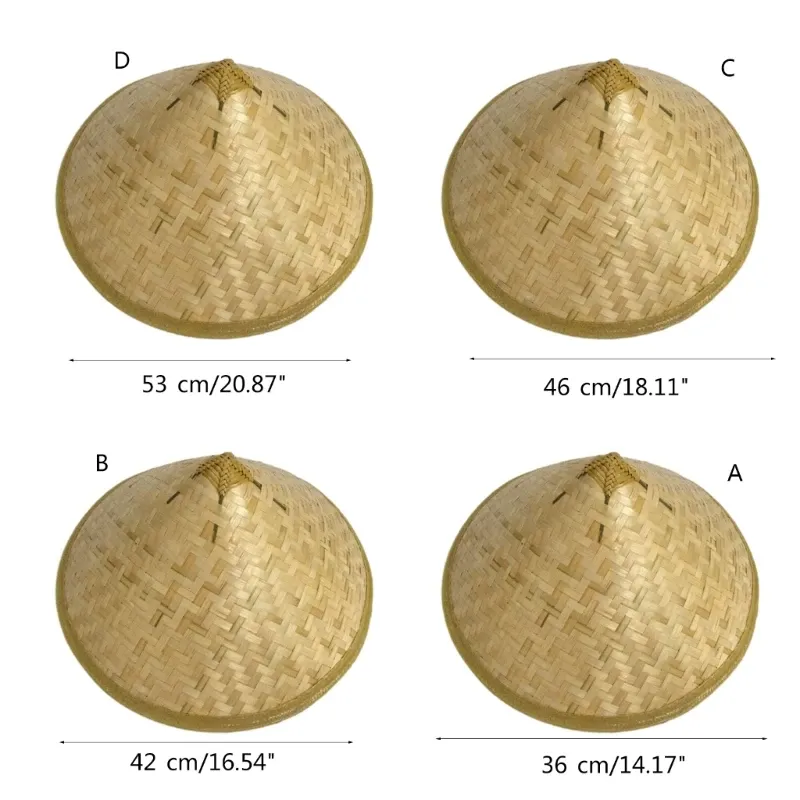 xihexi Handmade Bamboo Sun Hat Straw Hat Dia.19 Inches Depth