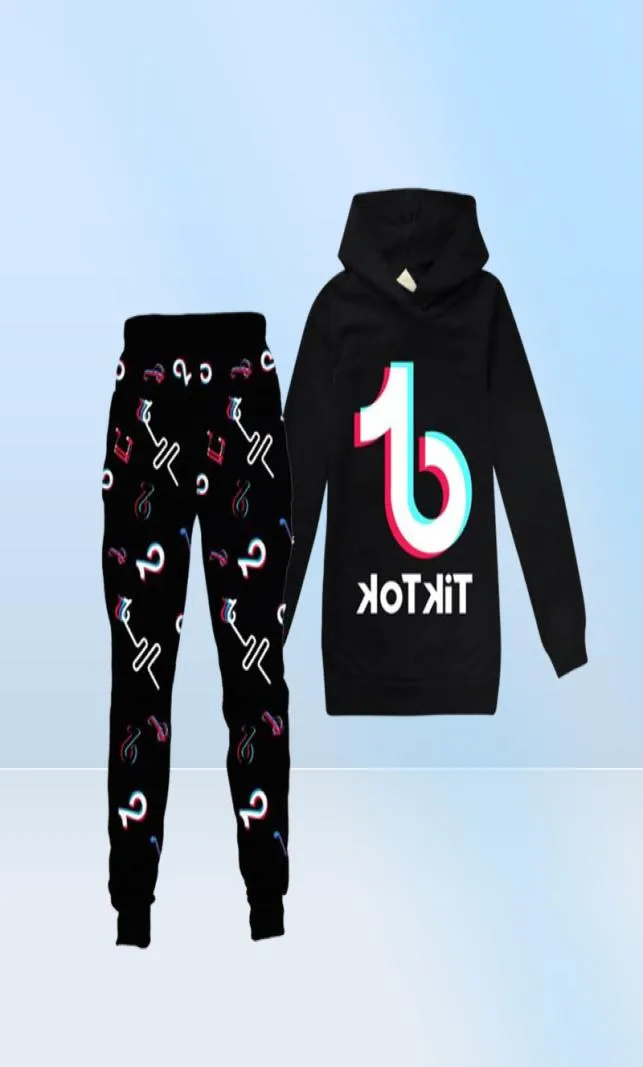 Ensemble pour Big Boy Girl Tracksuit Cénéficatrices Automne Winter Kid Hooded Sweatshirt + Print Pant 2pc Testuit Sport Suit 12 Year2762582