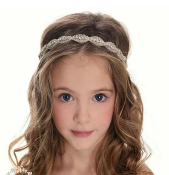 Righine Girls Head Pieces Junior Bridesmaid Bride Accessoires Bande de coiffure Crystal Flower Girl Headban Hair Wedding Access9685098