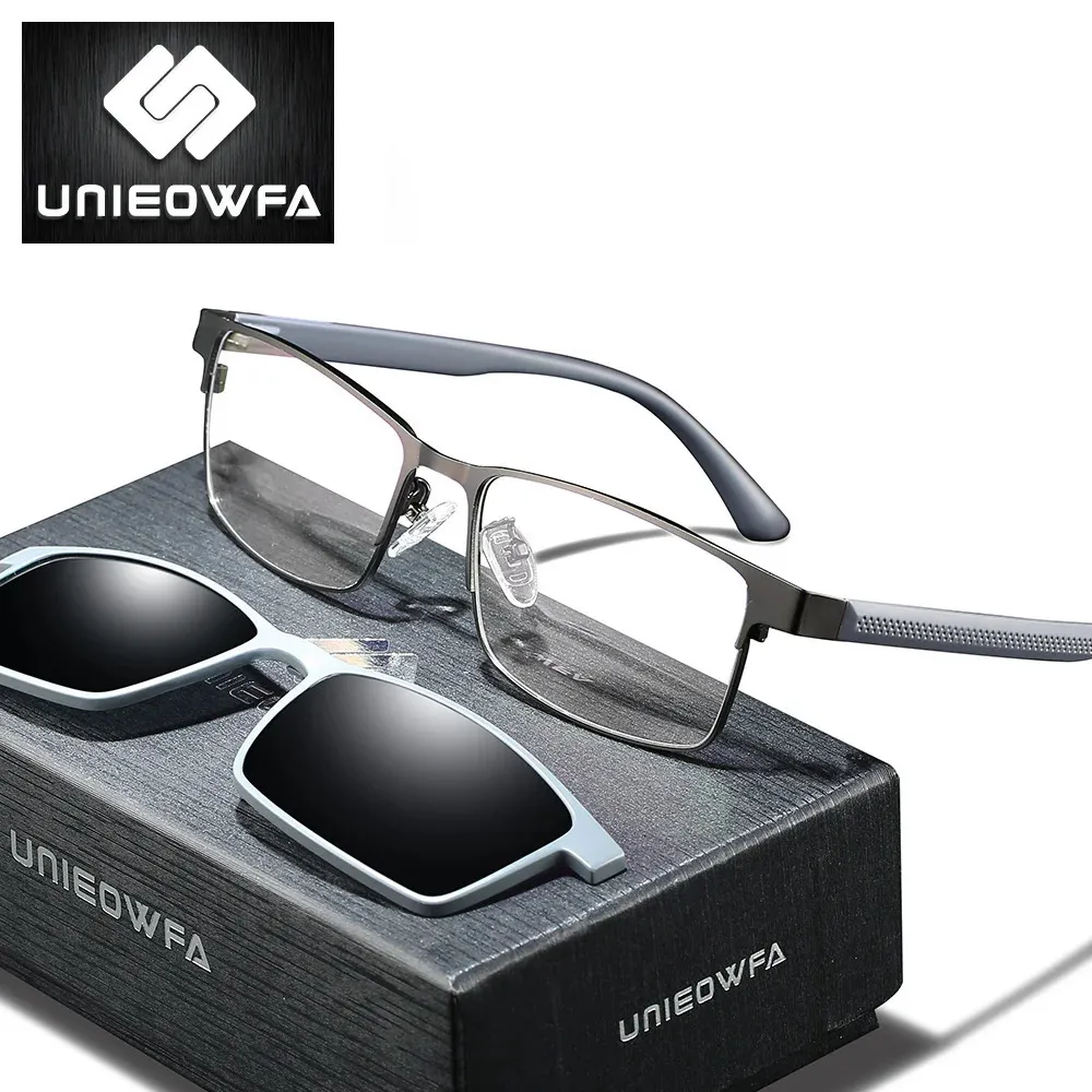 Polarisierter magnetischer Clip auf Gläser Rahmen Männer optische Myopie Brille Rahmen männlicher Magnetklamm auf Sonnenbrille für Rezept 240410