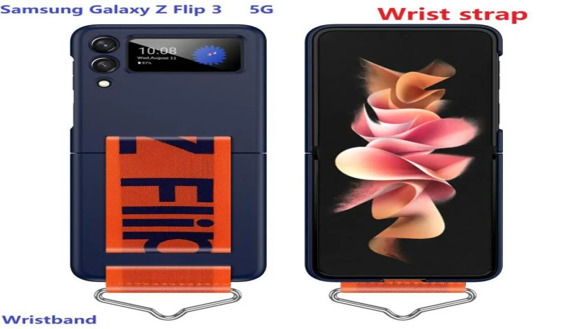 Polsbandjes voor Samsung Galaxy Z Flip 3 5G Case Camera Protector Holder Polstand Plastic PC Achteromslag1551904