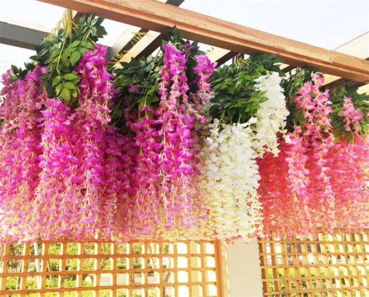 12PCS 110cm Ceiling Hanging Artifical Flowers Wedding Decoration Wisteria Flower Caneartificial Plants Faux Flowers6146123