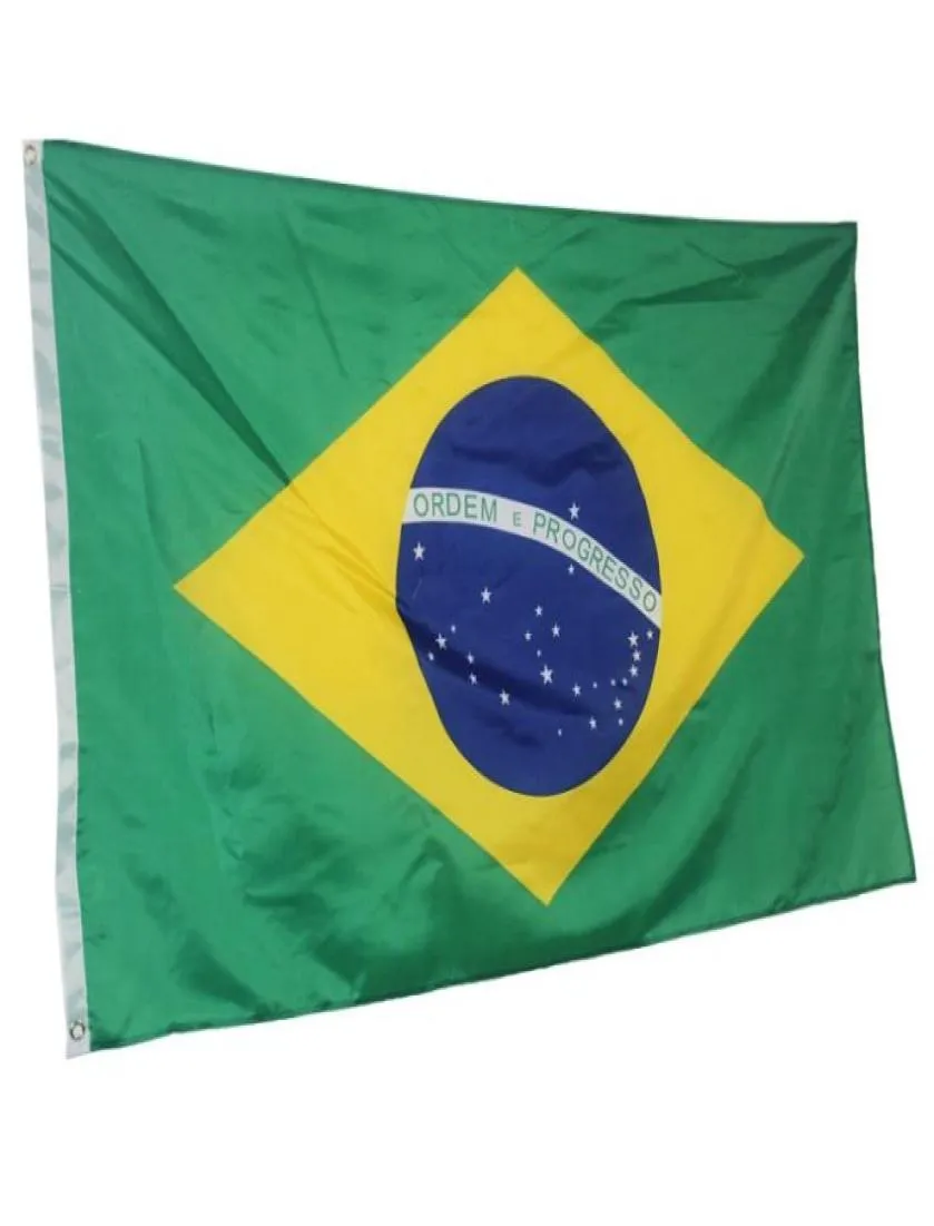 Drapeau brésilien 3x5ft 150x90cm Polyester Printing intérieur extérieur suspendu vendant un drapeau national avec œillets en laiton 1219566