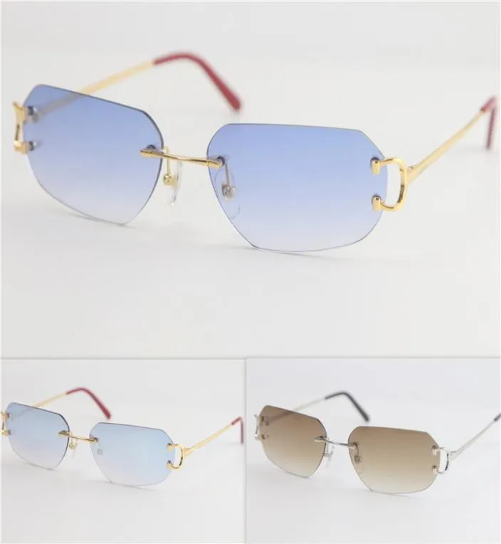 2020 METAL POPULAIRE NOUVEAU STYLE Lunettes de soleil sans bordure Men Fomes Fomes avec des lunettes de fil décoration C Unisexe pour l'été T3113814