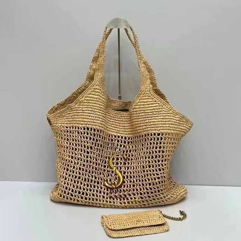 ICares TOTE BAD KOBIETA Luksusowa torebka projektantka dzianiny torby na zakupy Raffias ręcznie wysuniętą słomką torbę wysokiej jakości plażowe torby