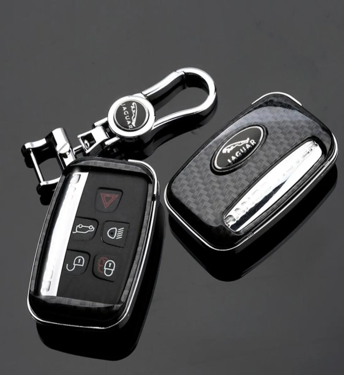 Für Jaguar XE XF XJ FPACE Carbonfaserstil Car Remote Key Shell FOB -Hülle Abdeckung mit Metallschlüssel6934870