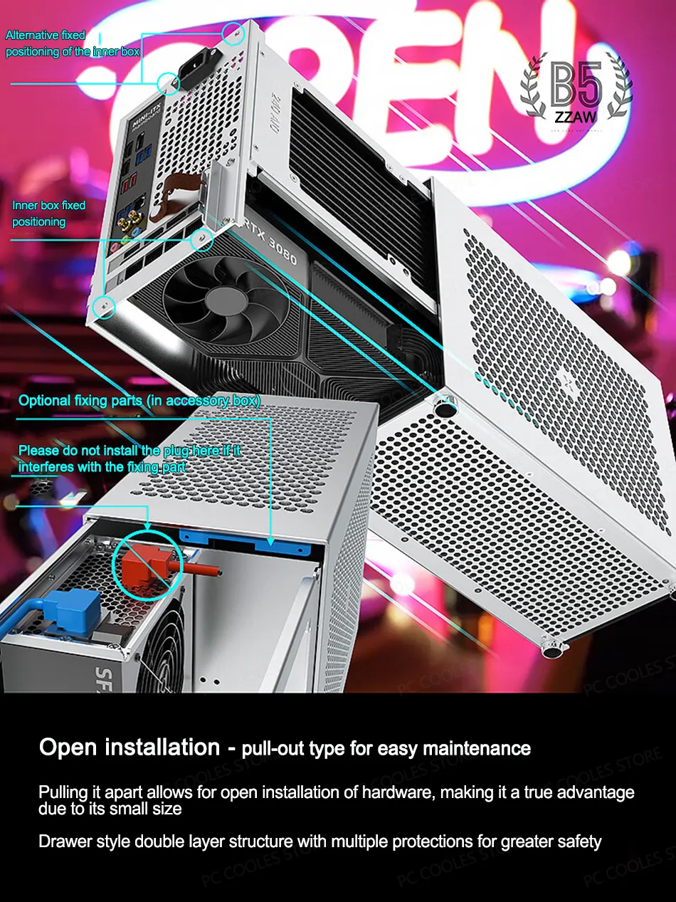 Mini ITX PC Case All Aluminum SFX Power, Pull Out Type Mini ITX PC Case All Aluminum SFX Power, Pull Out Type