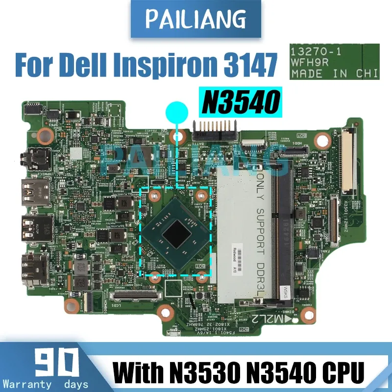 Placa -mãe para Dell Inspiron 11 3000 3147 Placa -mãe laptop 132701 wfh9r 0kw8rd 01yrtp n3530 n3540 ddr3 notebook Testado completo testado completo