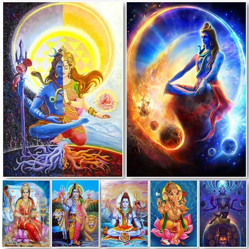 Streszczenie Lord Shiva Hindu Gods Plakaty Indian Bog Zdjęcia dla salonu religijne sztuka ścienna płótna malowanie domu dekoracyjne