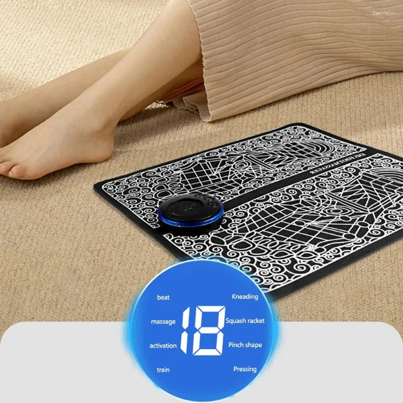 Carpets EMS Massage Pad 8 Modes Masseur de circulation des pieds USB Stimulatrice musculaire de jambe rechargeable Remote pour la maison et le bureau Utilisation