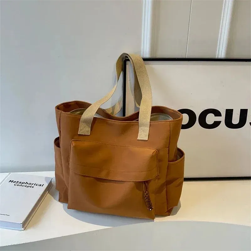 Sac Fourre-tout En Velours Côtelé Pour Femme Et Fille - Lavable - Réutilisable - Avec Poche Intérieure - Pour Mère, Enseignant, école, Travail, Plage