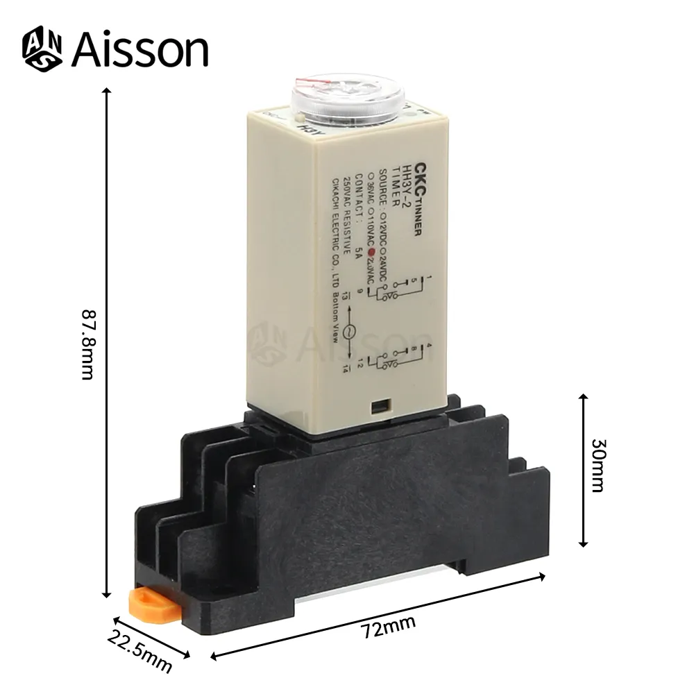 Samfoxy Relè Temporizzatore H3CR-A8, 100-240VAC, Ritardo Da 1.2S A 300H, Per Controllo Automazione Industriale