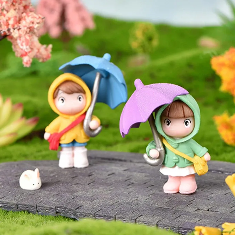 1/4pcs Car Umbrella Girl Girl Doll Micro Landscape Habndarfted Fairy Garden Desktop Figurines Home Decor Ornement Craft Gift