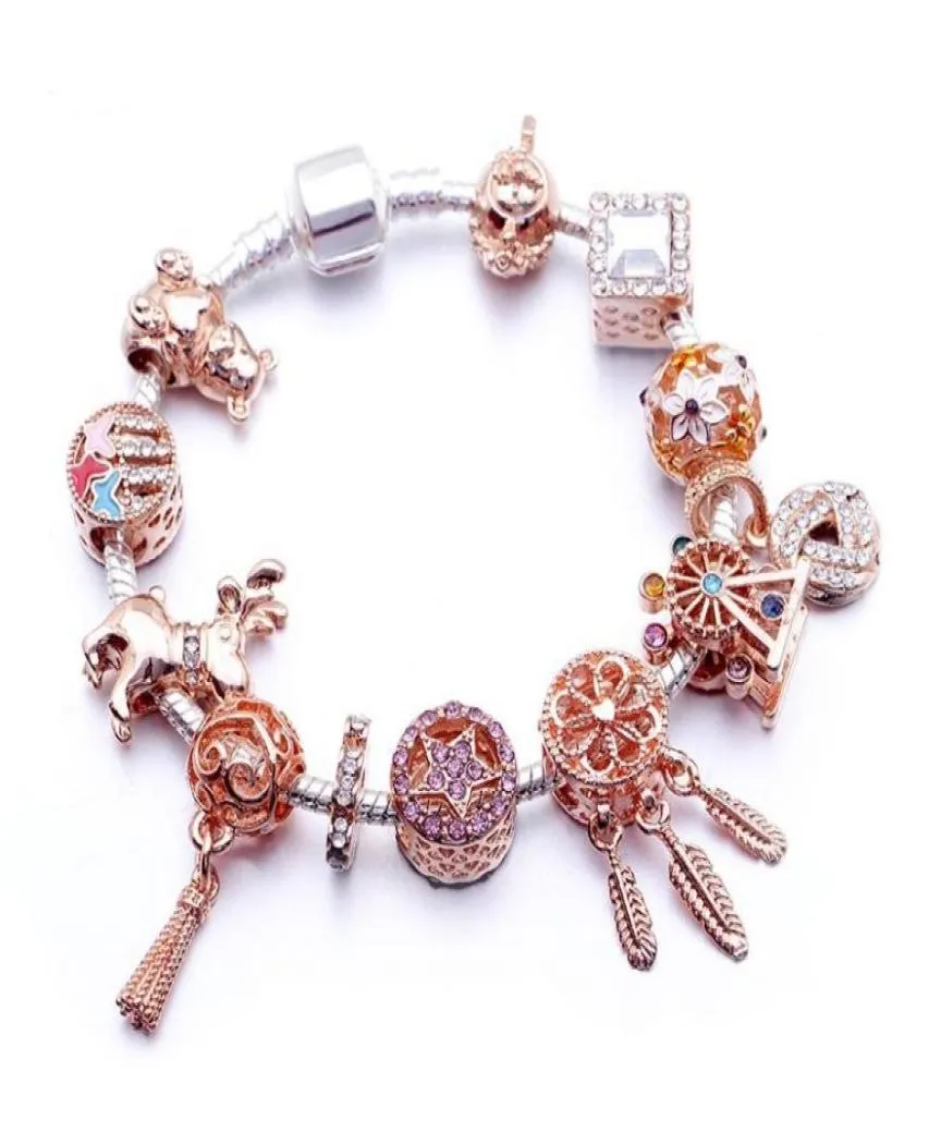 Nouveau 2021 Spring Rose Gold DIY Perles Bangles Valentine039 Journée Gift romantique Bracelet Girls Freinds Accessoires Bracelet pour WO5783296982