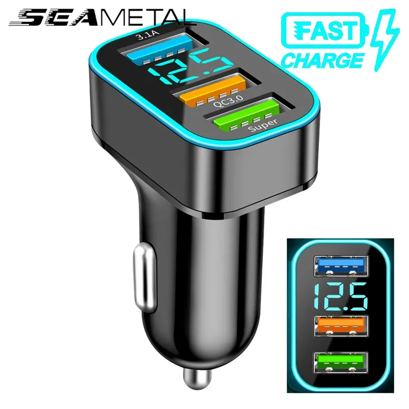 Seametal 12V Car Charger高速充電QC3.0 2.4A PD 30W Super Fast充電66W電話カメラDVRの軽量充電