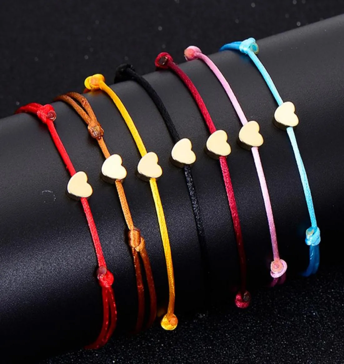 20pcslot الذهب Bovely Heart Bracelets حبل سوار أحمر محظوظ للنساء Red String قابلة للتعديل اليدوي سوار DIY7815347