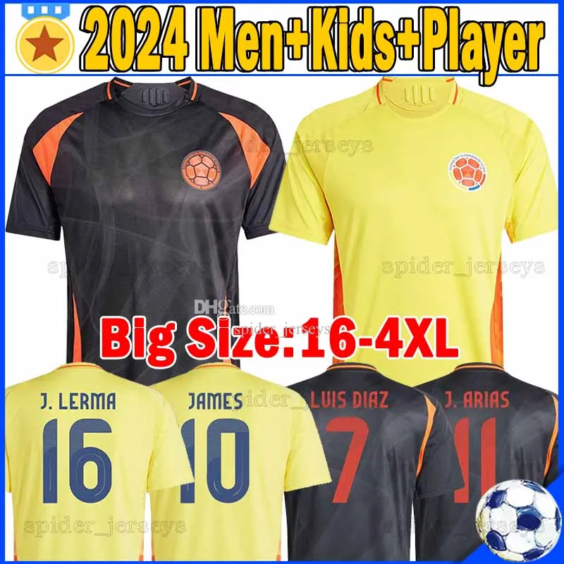 XXXL 4XL 2024 Colombia Soccer Jerseys 24 25 Falcao James Carrascal Football Shirts Fans Player -versie D. Munoz J.Lerma Hernandez J. Arias de Futbol Maillot Men Kids Kits