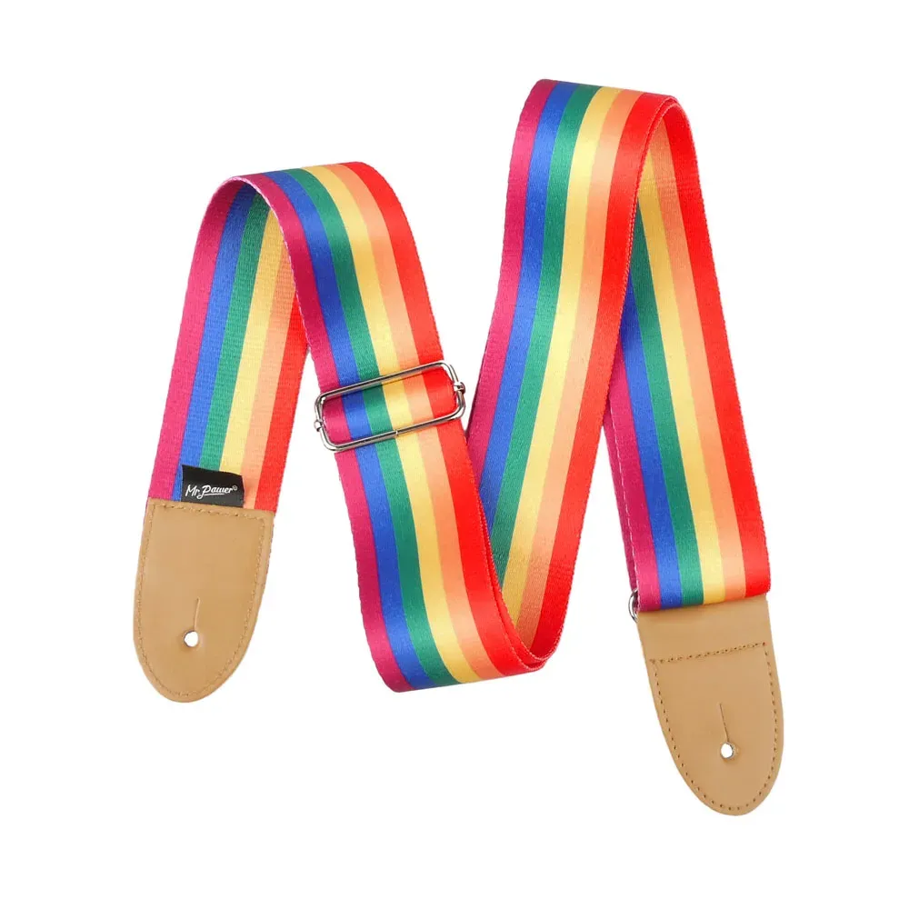 Einstellbarer Regenbogengitarrengurt für akustische E -Gitarre und Bass Multicolor -Nylongürtel für Musikinstrumentenzubehör