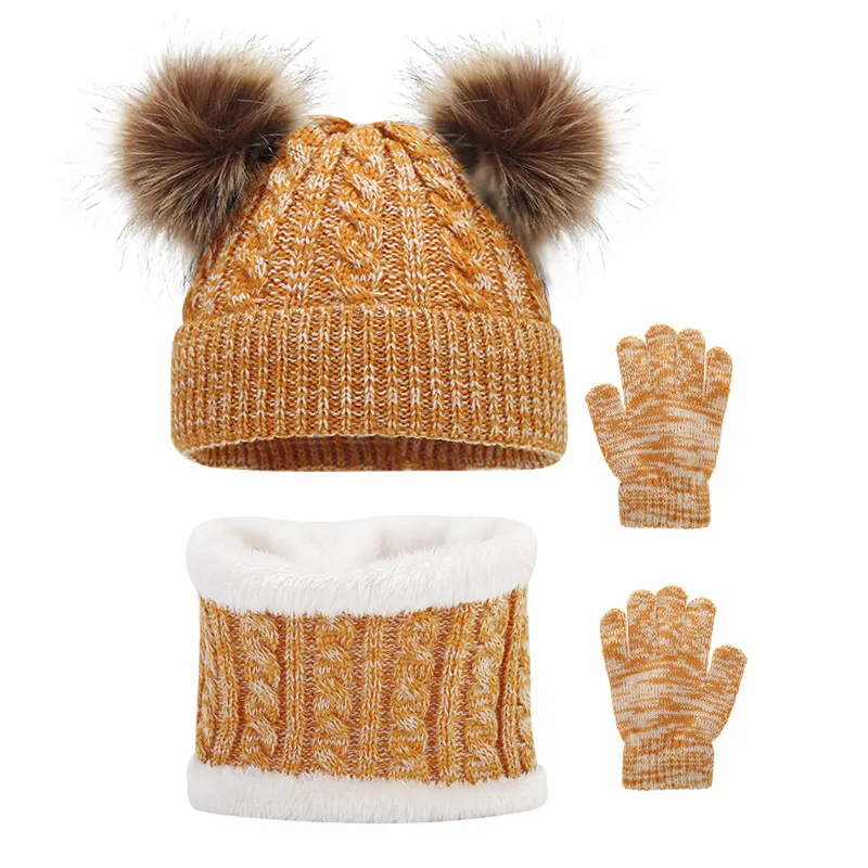 Kids Girls Scarf Sets Winter Fox Ears Handmade Beanie Hat 1~10 Years