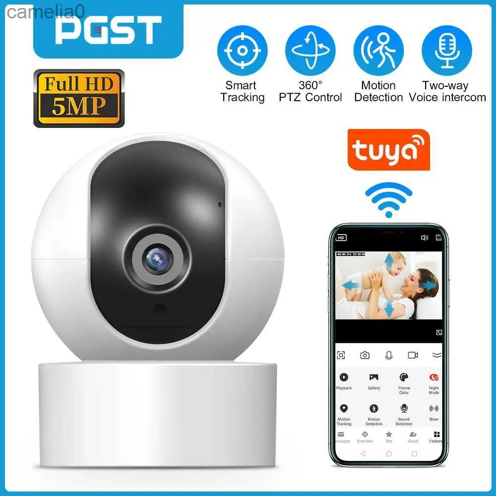 IP CAMERA PGST IP CAME CAMERIE 1080P DÉCECTION DE CORPS HUMAIN INDE Vision nocturne Caméra WiFi Moniteur pour animaux de compagnie pour le système de sécurité PG107C240412