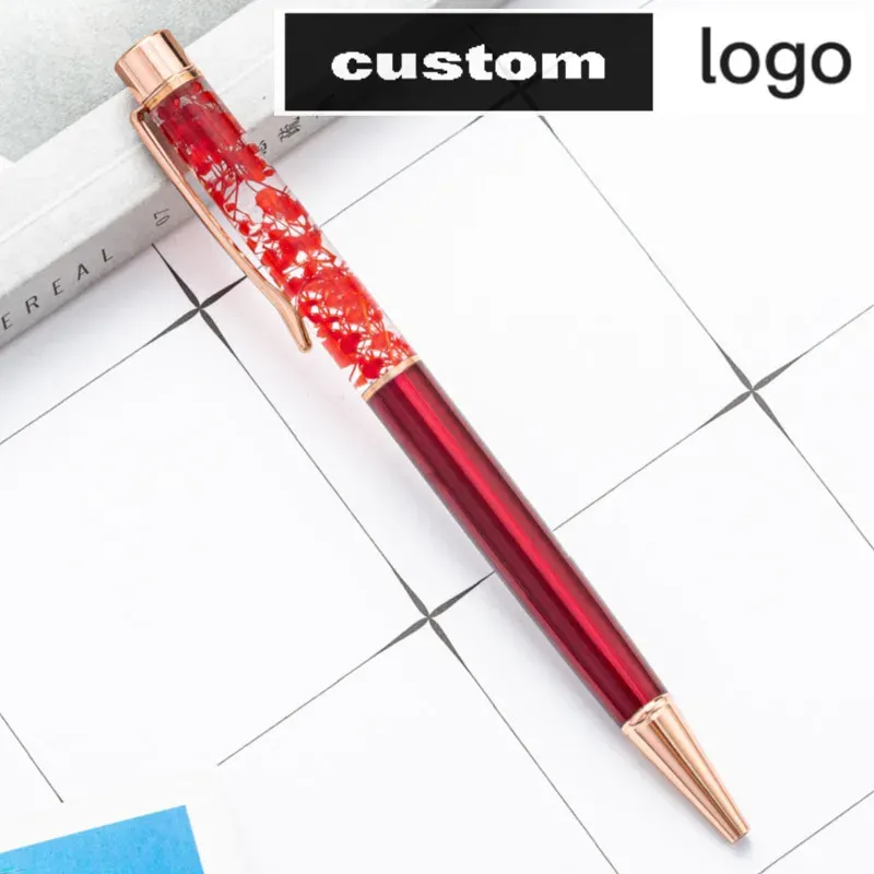 Stylos 10pcs stylo de fleur séchée créative stylo à balle de balle de balle privilégié le nom de la fête cadeau d'anniversaire personnalisé.