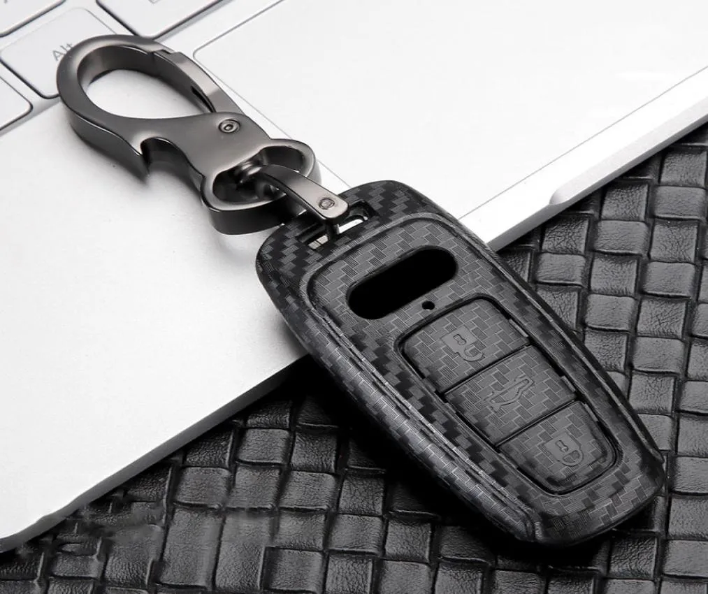 ABS Carbon Fibre Car Key Couvre pour A3 A4 B9 A6 C8 A7 S7 4K A8 D5 S8 Q7 Q8 SQ8 Etron 2018 2019 2020 2021 ACCESSOIRES3728794