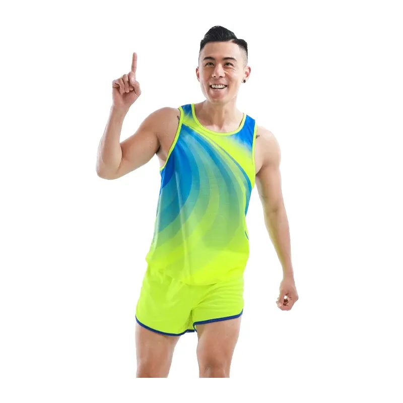 Shorts Track And Field Running Uniform Quick Dry Thin Sport Sprint Vest And Shorts Prints Breathable Marathon Clothes Men Training Suit