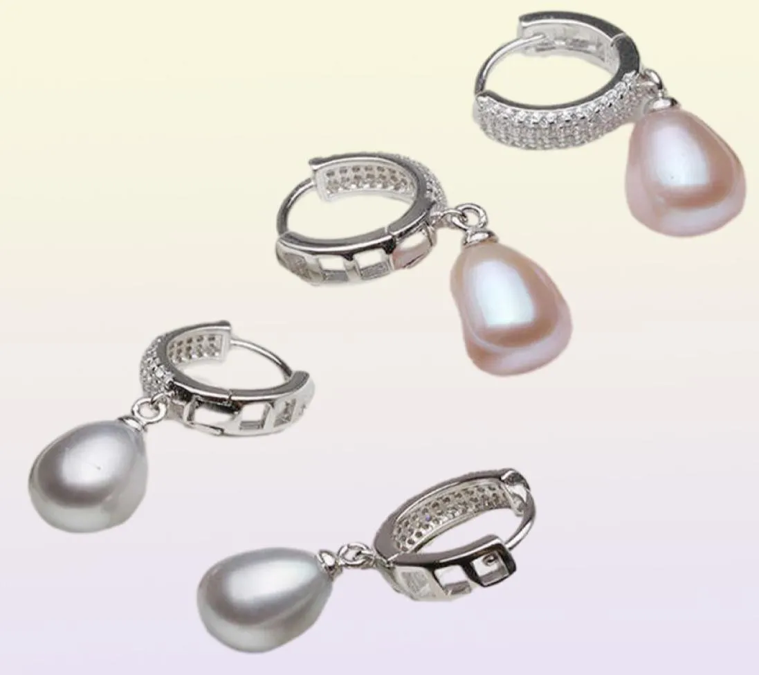 Vraies boucles d'oreilles en eau douce pour les femmes925 Silver Fine Bijoux Girls Natural Pearls Mariage Trendy White 2106187414088