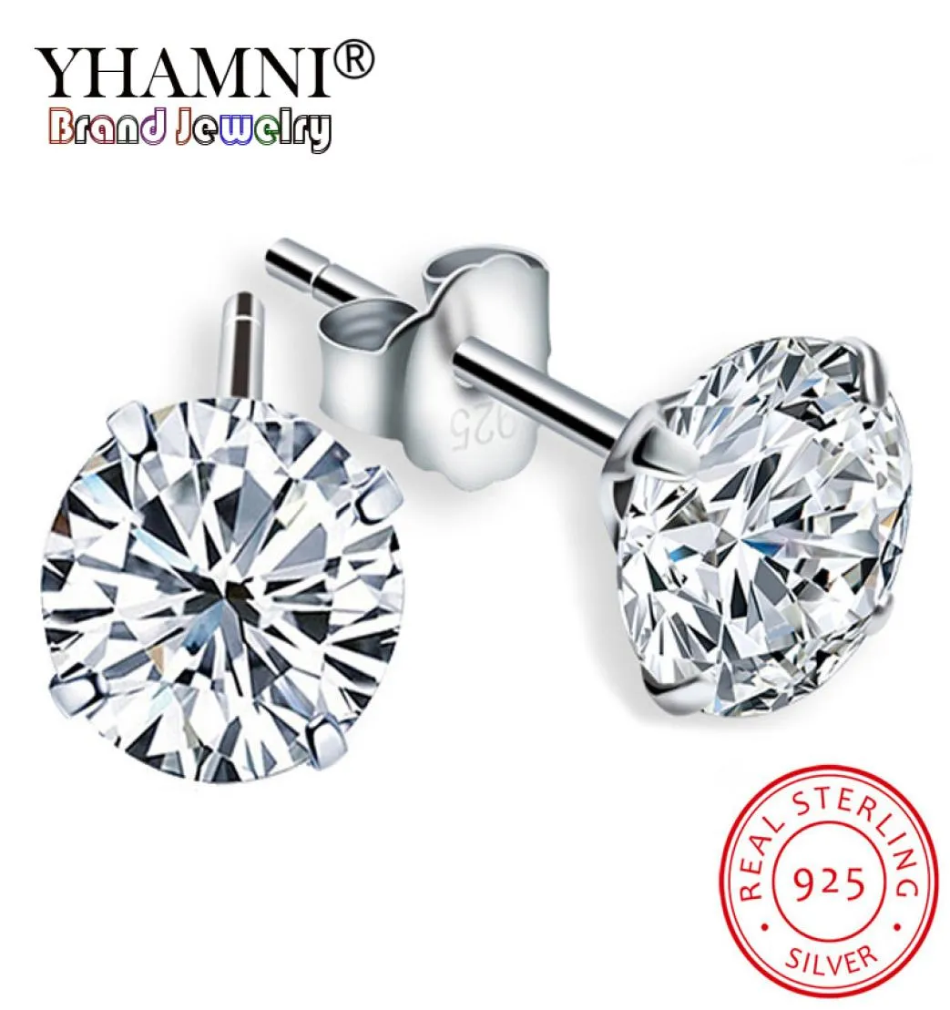 Yhamni lmnzb Crystal Zircon Real 925 Boucles d'oreilles en argent solide Zircone en argent en argent Boucles d'oreilles pour femmes bijoux de mode YE02012735935