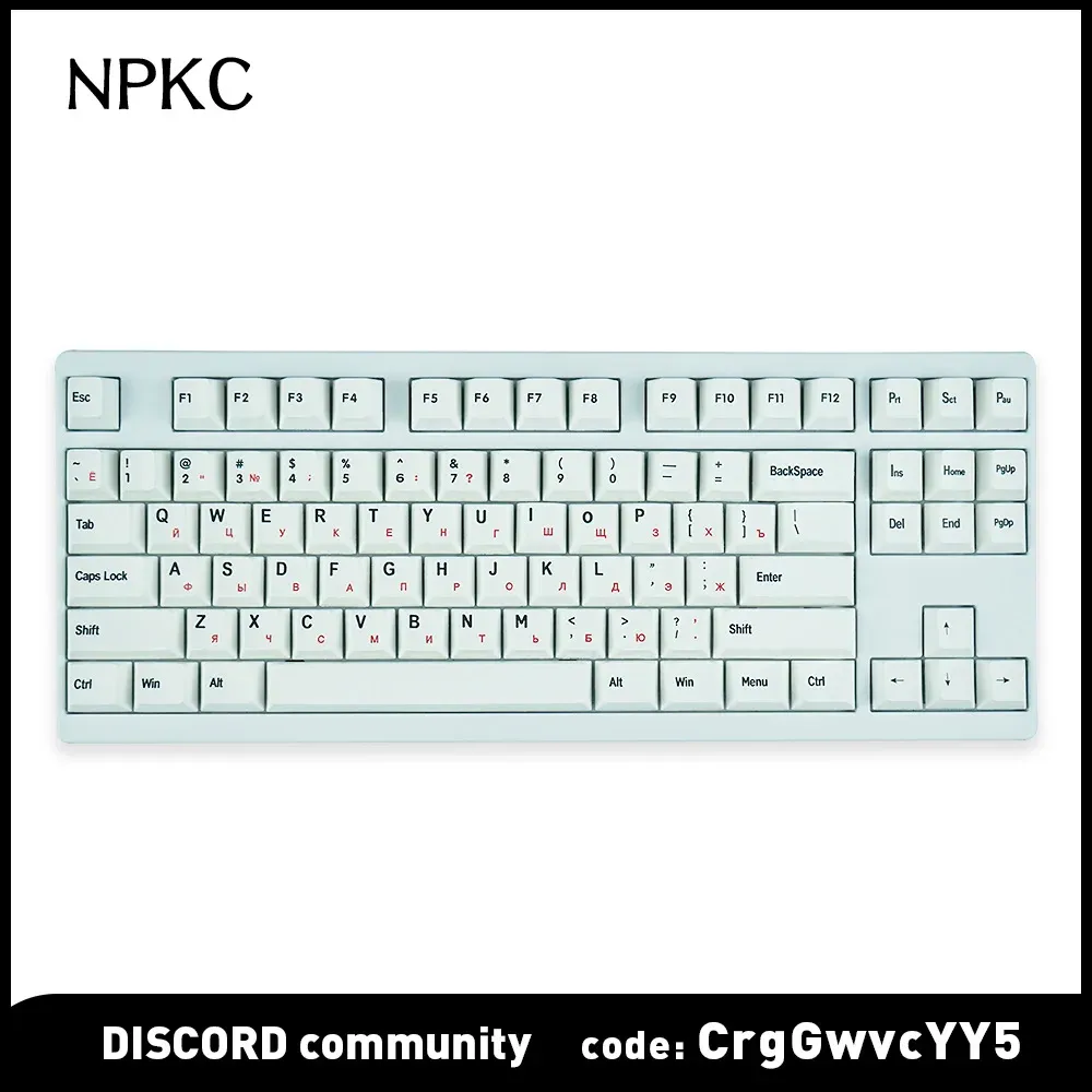 Аксессуары черно -белые русские клавиши Keycaps Высокая тепловая сублимация