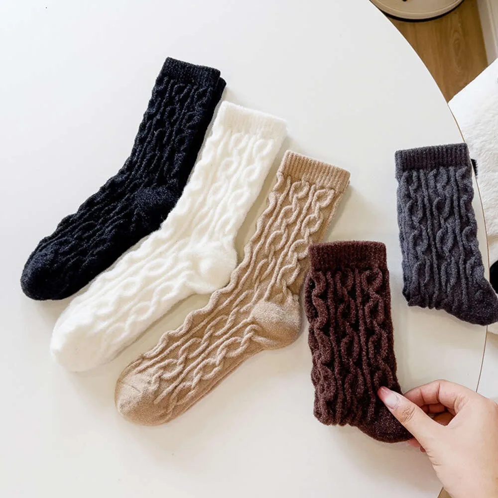 Socks & Hosiery Cashmere Children's Winter Thickened Warm Wool Women's Medium Tube Fried Dough Twists Ins Crystal