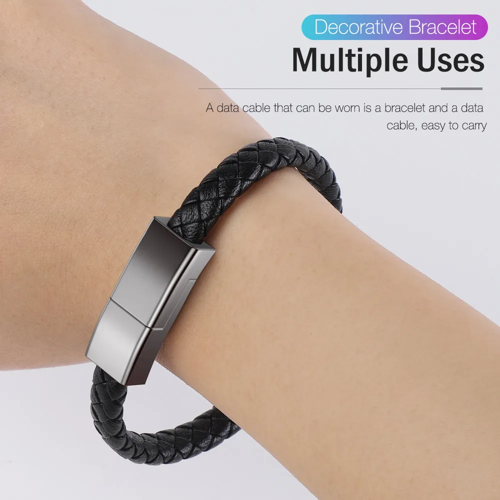 Armband Micro USB Type C Portable KeyChain USB Datakabel Snabb laddning av mobiltelefonladdare Kabel för Samsung Huawei Xiaomi MI