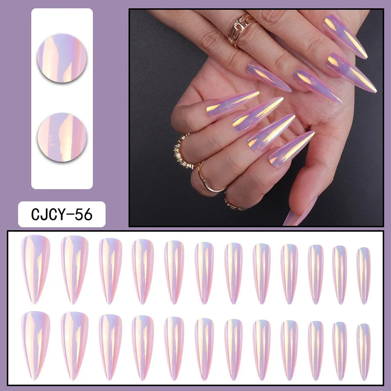 24 Lang Spiky Patroon ABS Nep Nagels 1 Jelly Gel 1 Random Color Nail File voor dagelijkse slijtage