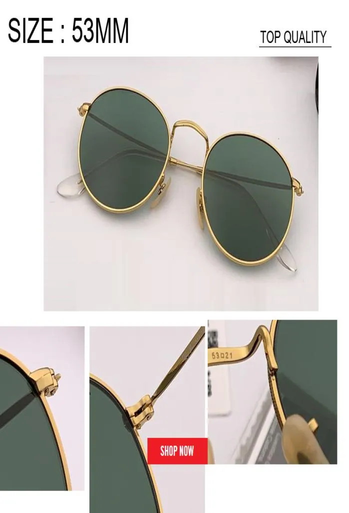 Ny hela vintage runda solglasögon kvinnor märkesdesigner cirkel solglasögon för kvinnliga damer man UV400 överdimensionerade 53mm UV400 RD8193576