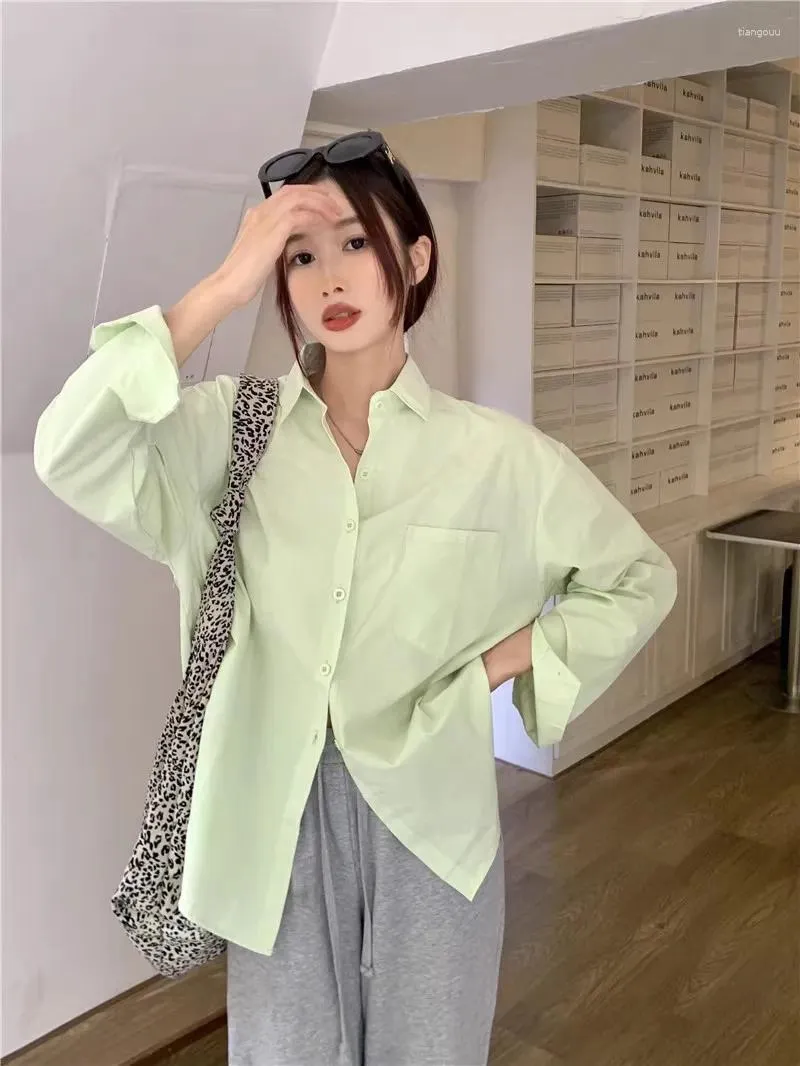 Chemises de chemisiers pour femmes Chic Summer Simple Couleur solide Fashion Baggy All-Match Basic Korean Style Clothes Blouse