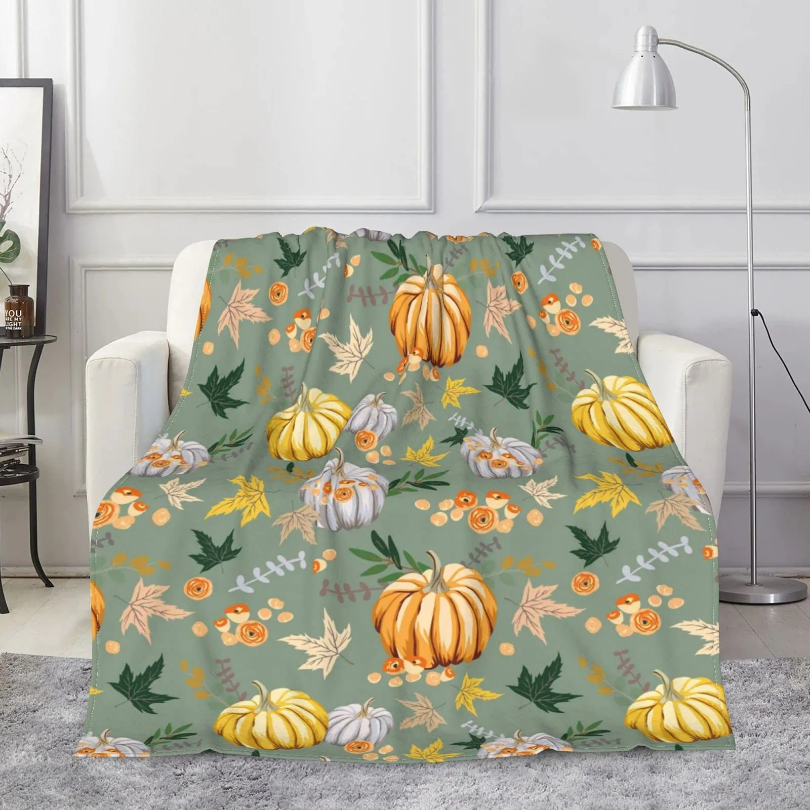 Fresh Lemons Throw Blanket, Fruits Theme, Flannel Super Soft, Lightweight, Bed, Sofa, Couch, Living Room, Vegetables