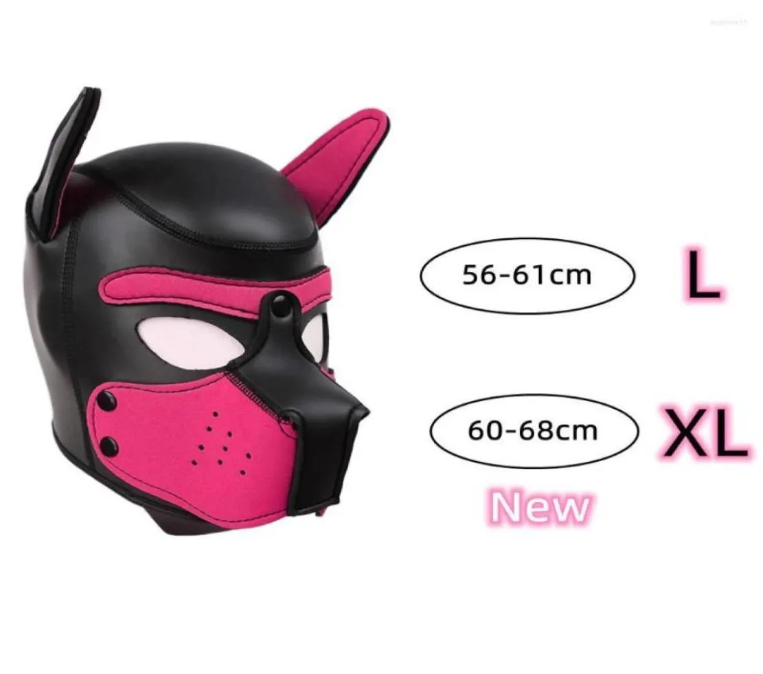 Party Masks XL Code Brand Increase Large Size Puppy Cosplay Padded Rubber Full Head Hood Mask With Ears For Men Women Dog Role Pla6690630