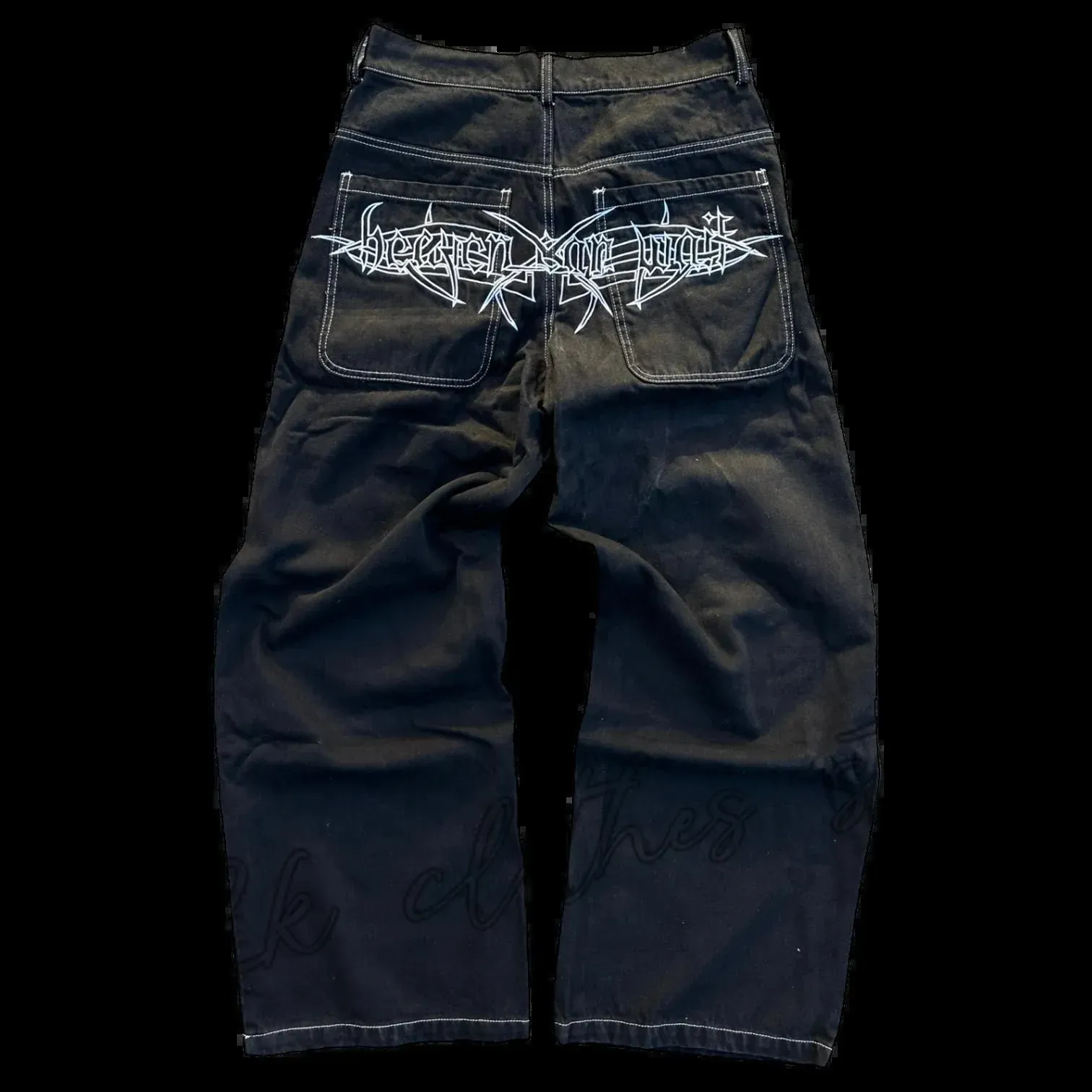 DHgate.com:Mens 2024 Skull Embroidered Washed Denim Jeans