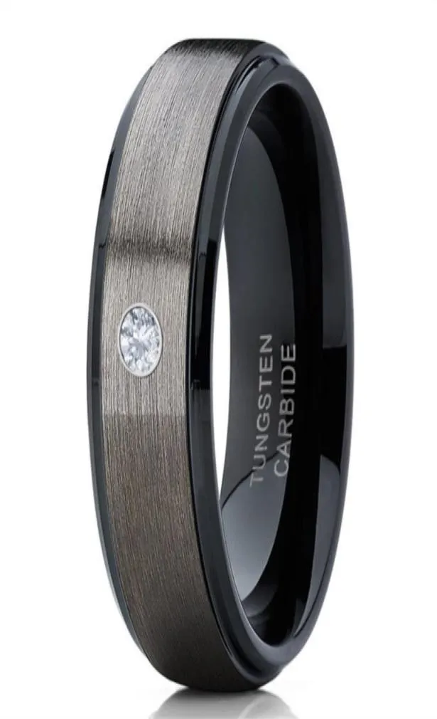 Men039S 8mm Silver Borsted Black Edge Tungsten Carbide Ring Diamond Wedding Band Jewelry for Men us Size 6136752618