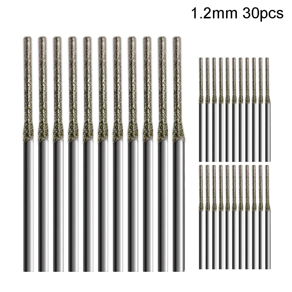 30st Diamond Drill Bit Polering Bit Cylindrical Sliphuvud 0,8-2,5 mm 80mesh 2,35 mm Shank Gems Lapel Smycken Graveringsverktyg