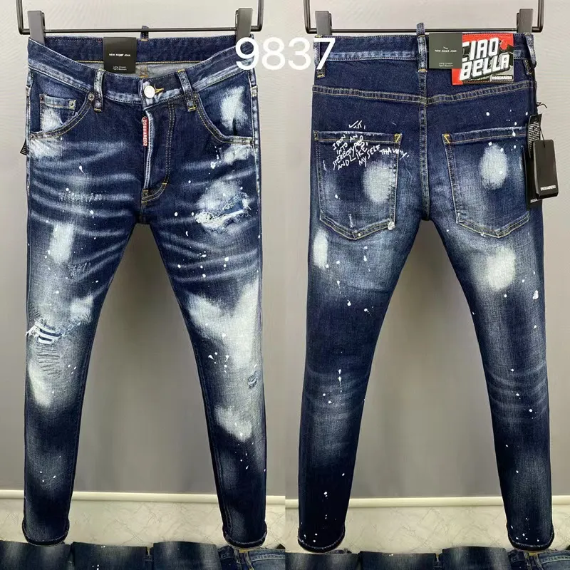 Dżinsy Nowe przybysze d2 męskie luksusowe designerskie dziury spodnie dsquare coolguy motocyklowe spodnie odzieży 9837