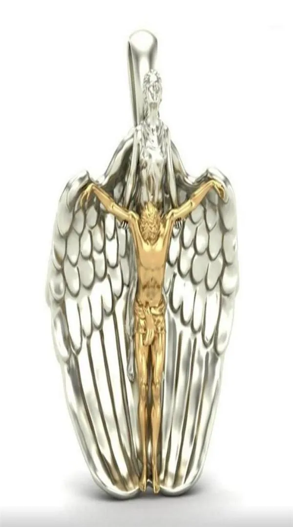 Kedjor Fashion Jesus Angel Wing Necklace Unisex Jubileum Banketttillbehör Special Smycken Pendant Gift Whole12529513