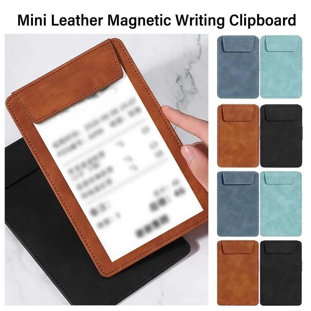 Magnetic Mini File Folder Leather Document Organizer with Notepad ...