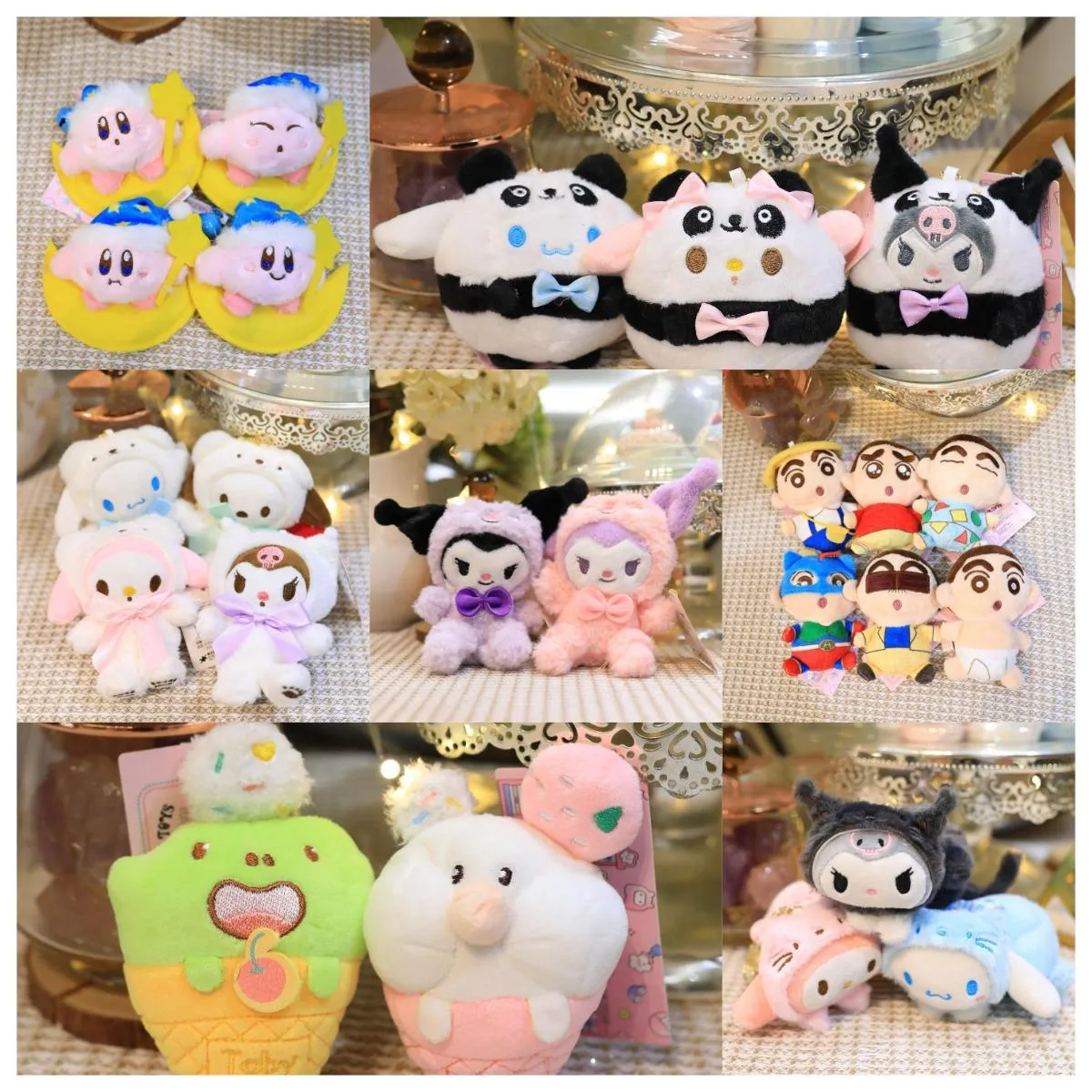 Mignon 4 pouces Kuromi Panda Doll Grab Machine Doll Doll en peluche Toy Pendre Poupée Poupée Small Gift Doll Sac Pendentif 10cm