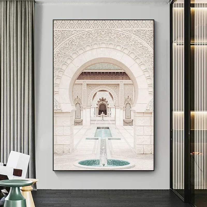 Temple of Marrakech Mosque Building Affischer and Prints Modern Art Canvas Måla väggkonstbilder Hem bar rumsdekoration