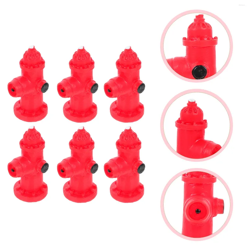 Garden Decorations 6Pcs Fire Hydrant Statue Model Desktop Ornament Sand Table Adornment