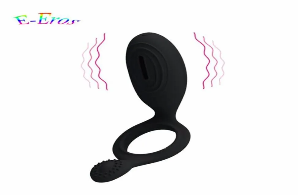 Sekproducten Men039S Siliconen Vibrating Cock Ring Time Dast Penis Ring met Clitoral Vibrator Sex Toy voor paar259V4695027