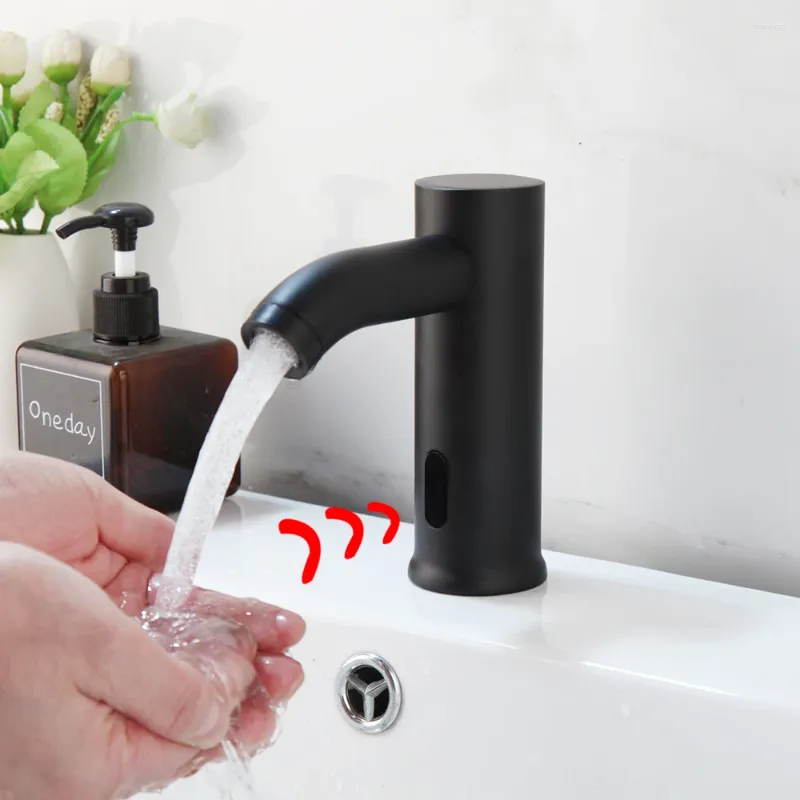 Waschbecken Wasserhähne flexibler schwarzer Touchsensor Wasserhahn berührungsloser kaltes Deckmixer Tap